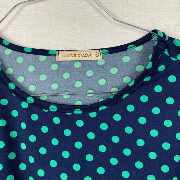 Coco’s CloZet Blue Green Polka Dot Top Blouse Size S - Picture 3 of 7
